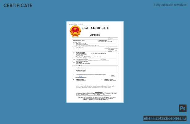 Vietnamesische Sterbeurkunde (Word- und PDF-Beispiel)